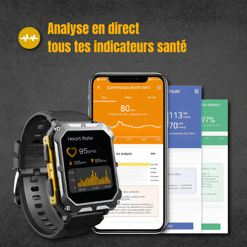 SteelGuard X - Montre Connectée Indestructible